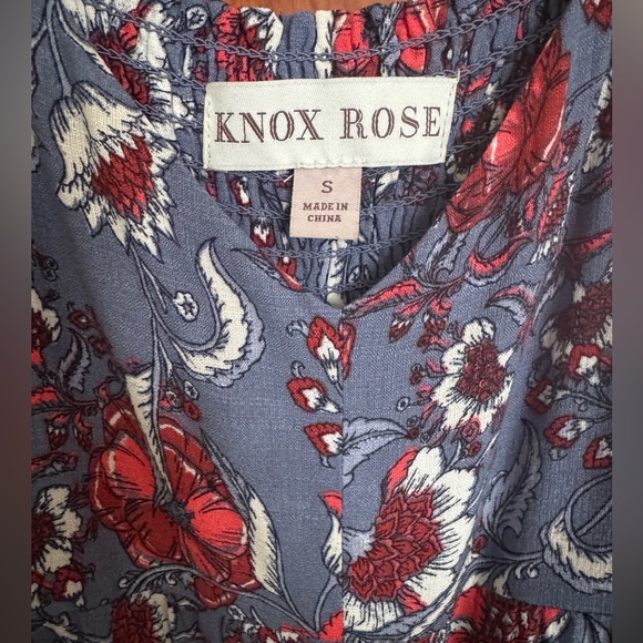 Knox Rose Women's Floral Blouse - Gray and Red - Picture 5 of 6